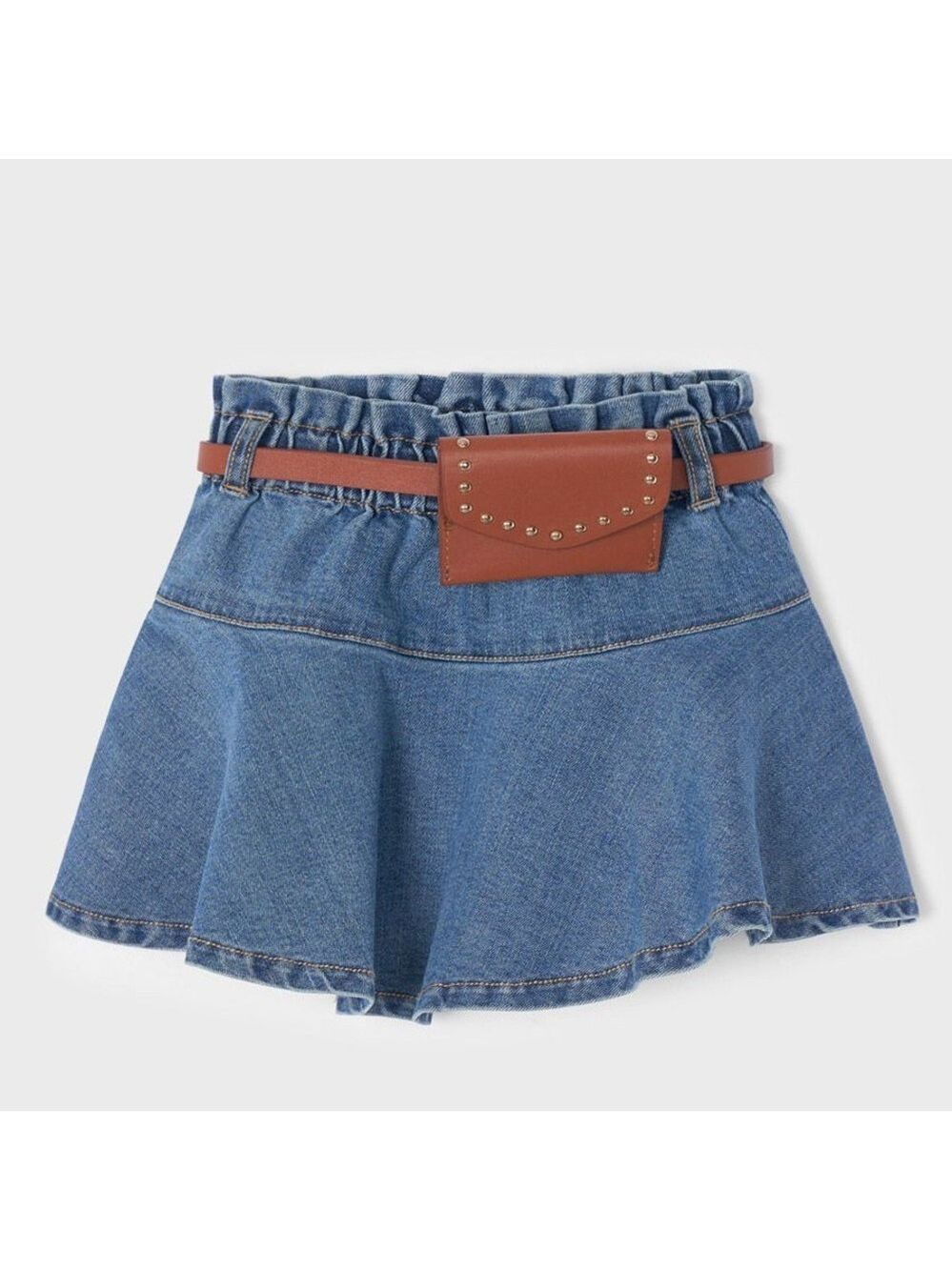 Size 9 Girls Mayoral Denim Skirt with Tan Belt